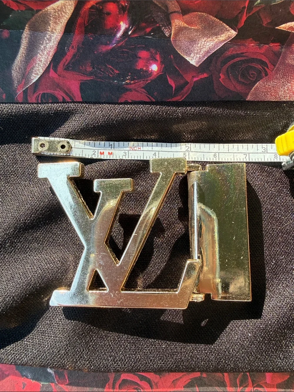 Metallic Logo Belt Buckle - Iridescent Gold